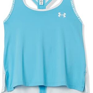 Under Armour Girls' Knockout Tank Top , Fresco Blue (481)/White , Youth X-Large