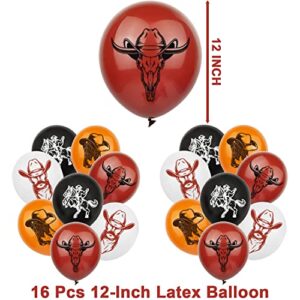 Cowboy Theme Birthday Party Supplies Party Decorations Kits Set with Latex Balloons Banner Cake Topper Backdrop Tablecloth for Western Cowboy Fans Party Decor