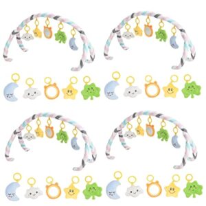 kisangel 4pcs stroller travel shape toy with crib adorable rattle mobile baby accessories seat bed pendant car soft play ornament learning for infant bell arch moon activity hanging toys
