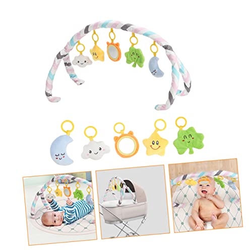 Kisangel 4pcs Stroller Travel Shape Toy with Crib Adorable Rattle Mobile Baby Accessories Seat Bed Pendant Car Soft Play Ornament Learning for Infant Bell Arch Moon Activity Hanging Toys