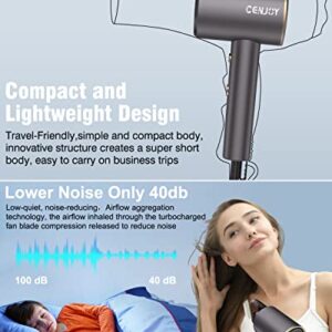 CENJOY Hair Dryer - Blow Dryer with Diffuser, 1875W Negative Ions Hairdryer for Fast Drying, Constant Temperature, 2 Heating/2 Speed/Cool Setting, Lightweight Compact Portable Quiet for Home, Travel