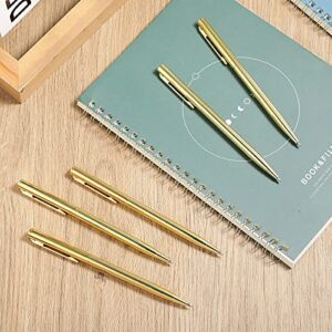 26 Pieces Slim Metallic Retractable Ballpoint Pens 1 mm Medium Point Black Ink Pen Nice Present for Wedding Business Office Supplies Teachers Students Graduation Present (Golden)