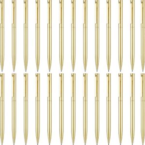 26 Pieces Slim Metallic Retractable Ballpoint Pens 1 mm Medium Point Black Ink Pen Nice Present for Wedding Business Office Supplies Teachers Students Graduation Present (Golden)