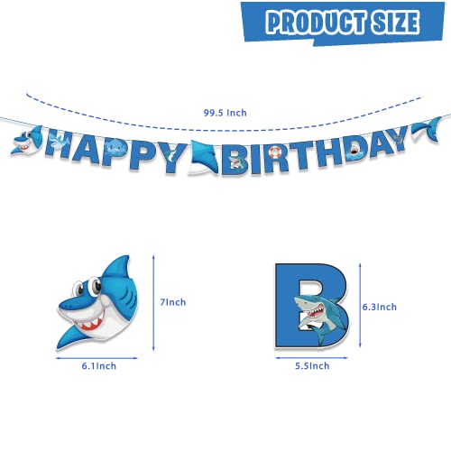 Shark Birthday Party Decorations, Shark Theme Party Supplies for Boys Baby - Banner, Cake, and Cupcake Toppers, Balloons. Hanging Swirl, Shark Glasses, Shark Sign