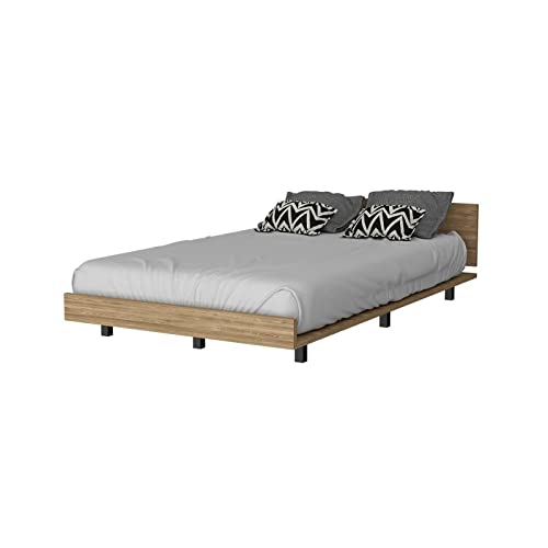 Epinki Twin Bed Frame Pine, Beige, Particle BoardLow Profile Bed, Easy Assembly