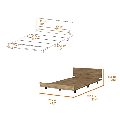 Epinki Twin Bed Frame Pine, Beige, Particle BoardLow Profile Bed, Easy Assembly