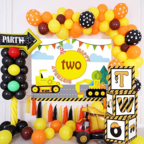 uoyoi Construction 2nd Birthday Party Decorations Balloon Boxes,3Pcs Truck Two Years Old Baby Birthday Party Supplies,Construction Theme Party Supplies Favors Baby Shower Decor Photo Props for Boy