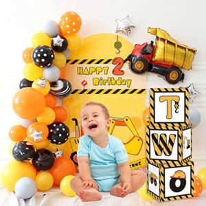 uoyoi Construction 2nd Birthday Party Decorations Balloon Boxes,3Pcs Truck Two Years Old Baby Birthday Party Supplies,Construction Theme Party Supplies Favors Baby Shower Decor Photo Props for Boy