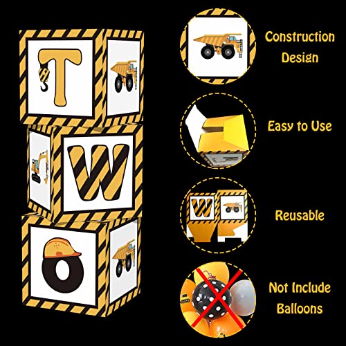 uoyoi Construction 2nd Birthday Party Decorations Balloon Boxes,3Pcs Truck Two Years Old Baby Birthday Party Supplies,Construction Theme Party Supplies Favors Baby Shower Decor Photo Props for Boy