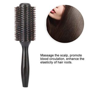 Boar Bristle Round Styling Hair Brush Solid Wood Roller Round Comb Heat Resistant Anti Static Hairdressing Comb Blow Dryer & Curling Roll Hairbrush