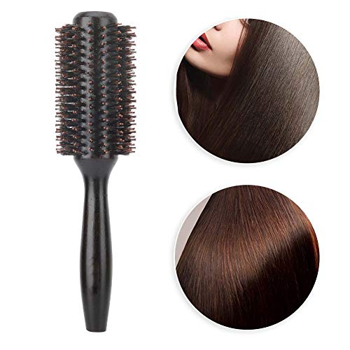 Boar Bristle Round Styling Hair Brush Solid Wood Roller Round Comb Heat Resistant Anti Static Hairdressing Comb Blow Dryer & Curling Roll Hairbrush