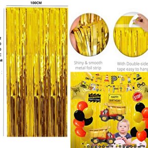 Construction Theme Birthday Party Decorations Kit Dumb Truck Excavator Crane Banner Foil Curtain Tablecloth Balloons for Boys 1st 2nd 3rd 4th 5th Birthday Party, Baby Shower Supplies.