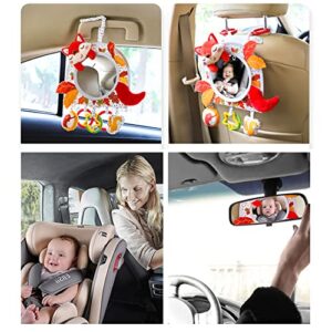 Baby’s Activity Hanging Toy with in-Sight Car Mirror for car seat, Stroller, Crib and Tummy time (Fox)