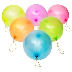 punch balloons for kids heavy duty, party favors, bounce punching balloons with rubber band handle for birthday party, 19 inches fully blown (25-pack)