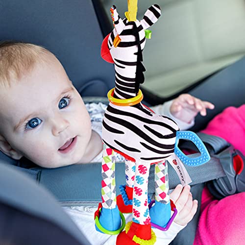 Toddmomy Stuffed Educational Sensory Animals Ster Baby Learning Soft Hanging Toys Toy Bed Pendants Plush Newborn Crib Squeaky Doll Plaything Crinkle Shape Car for Animal Zebra Around