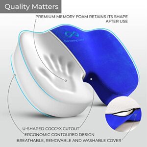 Everlasting Comfort Car Seat Cushion for Tailbone Pain Relief - Office Chair Cushion w/Premium ComfortFoam™ for All-Day Sitting Support - Coccyx, Sciatica Pain Relief Pillow for Desk Chair and Gaming