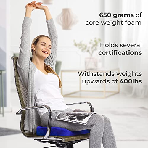 Everlasting Comfort Car Seat Cushion for Tailbone Pain Relief - Office Chair Cushion w/Premium ComfortFoam™ for All-Day Sitting Support - Coccyx, Sciatica Pain Relief Pillow for Desk Chair and Gaming