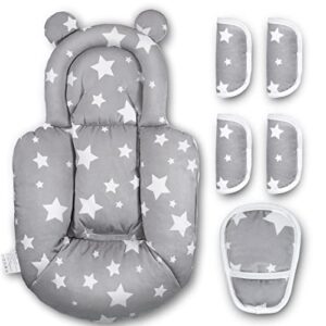 infant insert compatible with 4moms mamaroo & graco,include 5 pcs strap pad, head and body support insert cushion for newborn to toddler,works for 3 to 5-point harness systems ,grey