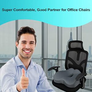 Newsty Pressure Relief Seat Cushion for Long Sitting Hours on Office, Home Chair, Car Memory Foam Office Chair Cushion for Back, Coccyx, Tailbone Pain Relief（Grey）