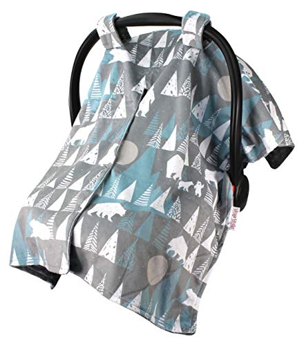 Baby Car Seat Canopy Cover - White Bear and Trees