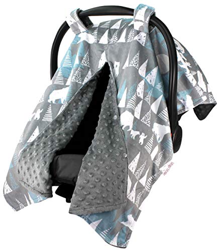 Baby Car Seat Canopy Cover - White Bear and Trees