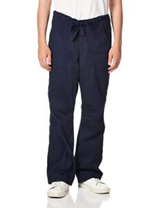 koi james elastic men's scrub pants with zip fly and drawstring waist, navy, medium/short