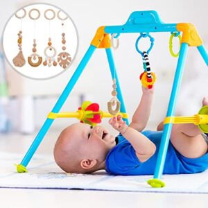 LUOZZY 4Pcs Hanging Rattle Toys Wooden Baby Crib Toys Newborn Car Seats Stroller Toys Creative Present - Khaki
