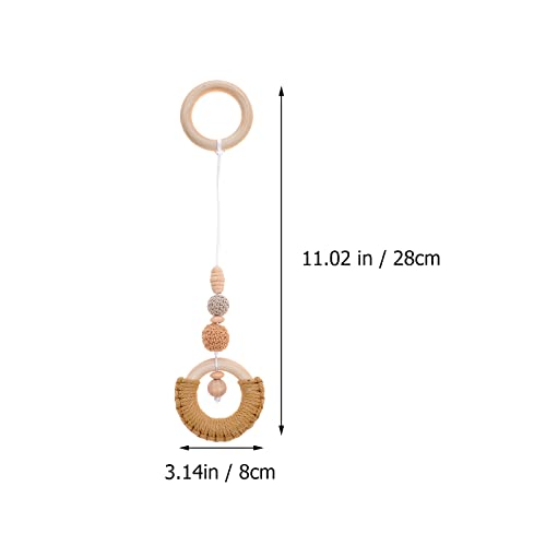 LUOZZY 4Pcs Hanging Rattle Toys Wooden Baby Crib Toys Newborn Car Seats Stroller Toys Creative Present - Khaki