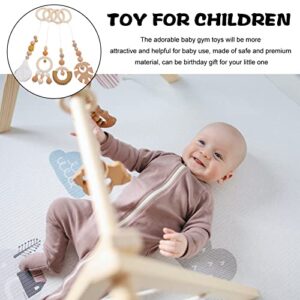 LUOZZY 4Pcs Hanging Rattle Toys Wooden Baby Crib Toys Newborn Car Seats Stroller Toys Creative Present - Khaki