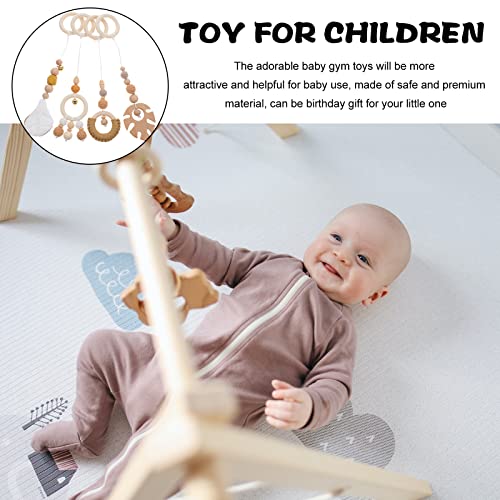 LUOZZY 4Pcs Hanging Rattle Toys Wooden Baby Crib Toys Newborn Car Seats Stroller Toys Creative Present - Khaki