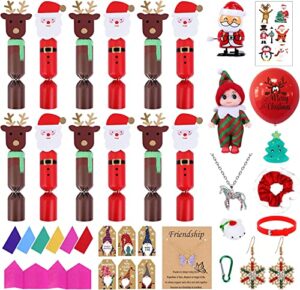 doreenbow 12 pack christmas no snap party favor christmas crackers christmas holiday table favors with prizes party joke gift for kids adults new year party supplies