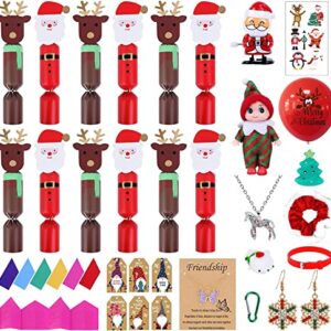 DoreenBow 12 Pack Christmas No Snap Party Favor Christmas Crackers Christmas Holiday Table Favors with Prizes Party Joke Gift for Kids Adults New Year Party Supplies