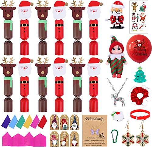 DoreenBow 12 Pack Christmas No Snap Party Favor Christmas Crackers Christmas Holiday Table Favors with Prizes Party Joke Gift for Kids Adults New Year Party Supplies