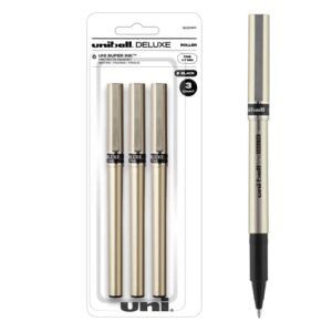 uni-ball deluxe rollerball pens, fine point (0.7mm), black, 3 count