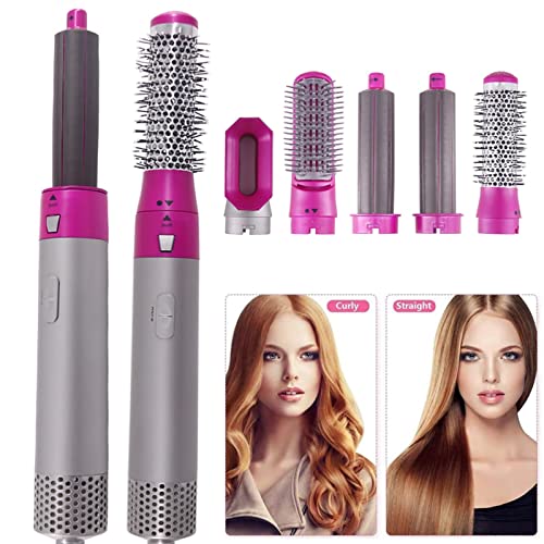 Tyfanag Hair Dryer Brush 5 in 1 Electric Blow Dryer Comb Hair Curling Wand Detachable Brush Kit Negative Ion Hair Curler Curling Iron (Color : 5 in1 hot air Brush, Plug Type : US Plug)