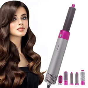 Tyfanag Hair Dryer Brush 5 in 1 Electric Blow Dryer Comb Hair Curling Wand Detachable Brush Kit Negative Ion Hair Curler Curling Iron (Color : 5 in1 hot air Brush, Plug Type : US Plug)