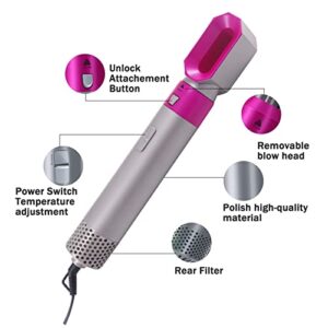 Tyfanag Hair Dryer Brush 5 in 1 Electric Blow Dryer Comb Hair Curling Wand Detachable Brush Kit Negative Ion Hair Curler Curling Iron (Color : 5 in1 hot air Brush, Plug Type : US Plug)
