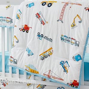 Brandream Boys Fire Truck Pillow & Construction Cars Baby Crib Bedding Set