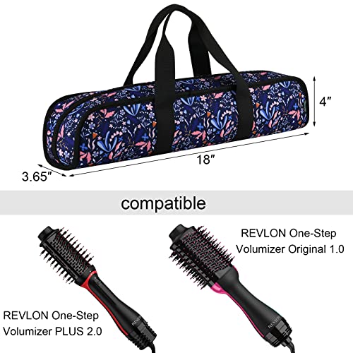 Beautyflier Travel Case for REVLON One-Step Volumizer, Storage Carrying Travel Bag for One Step Root Booster Brush Dryer, One Step Volumizer Storage Case for Hair Dryer and Hot Air Brush(Blue Flowers)