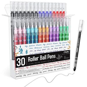 ohuhu 30 packs rollerball pens: 8 colors 0.5 mm ultra fine point pens quick drying smooth writing liquid ink rolling ball pen for writing journaling taking notes coloring book school office