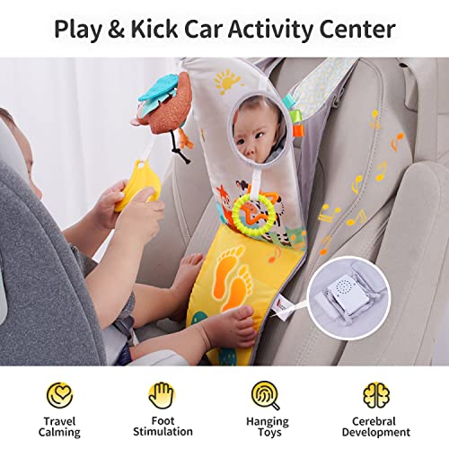 Koty Infant Car Seat Toys, Kick and Play Baby Activity Center with Teethers, Music, Squeaker, Adjustable Travel Rear Facing Car Seat Toys, Developmental Toys for Babies Carseat Toys 6 to 12 Months
