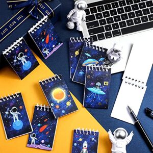 24 Pieces Outer Space Galaxy Mini Notepads, Science Astronaut Rocket Memo Spiral Tiny Notebooks Teacher Classroom Reward Supply for Boys Girls Solar System Planet Birthday Theme Party Favor