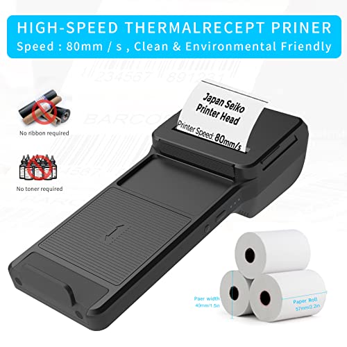 58mm POS Thermal Receipt Printer,Bluetooth Handheld POS Machine Terminal Printer Mobile POS Portable Back Clip Receipt Printer with Barcode Scanning Function Support SPP Protocol