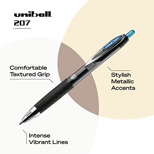 uniball Gel Pens, 207 Signo Gel with 1.0mm Bold Point, 12 Count, Blue Pens are Fraud Proof