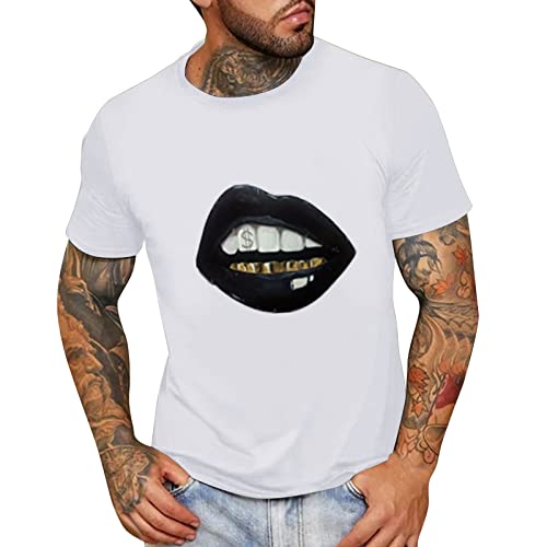 HSSDH Men's Summer Casual Graphic Print Round Neck Short Sleeve T Shirt Tee Tops#aalnz0110- *1249-new years eve party supplies