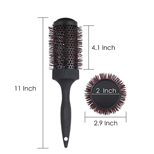 Large Ceramic Round Brush for Blow Drying, 2.9 Inch Ionic Thermal Barrel Hairbrush for Women Blowout, Styling, Curling, Smoothing, Straightening Medium to Long Wavy or Curly Hair