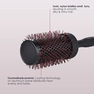 Large Ceramic Round Brush for Blow Drying, 2.9 Inch Ionic Thermal Barrel Hairbrush for Women Blowout, Styling, Curling, Smoothing, Straightening Medium to Long Wavy or Curly Hair