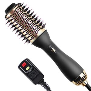 fvw one step blow dryer brush , 4-in-1 hair dryer brush with 3-adjustable temperature , hot air brush for hair fast drying, straightening and curling, salon