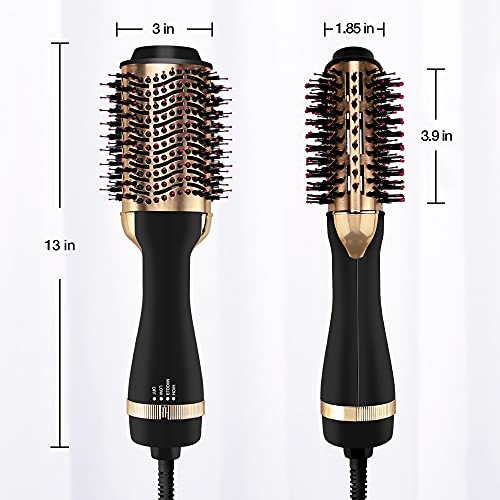 FVW One Step Blow Dryer Brush , 4-in-1 Hair Dryer Brush with 3-Adjustable Temperature , Hot Air Brush for Hair Fast Drying, Straightening and Curling, Salon