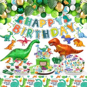 275 pcs dinosaur birthday party supplies kit for boys, dinosaur party decorations-20 guest-include dino plates cups napkins banner cutlery balloon tablecloth straws toppers